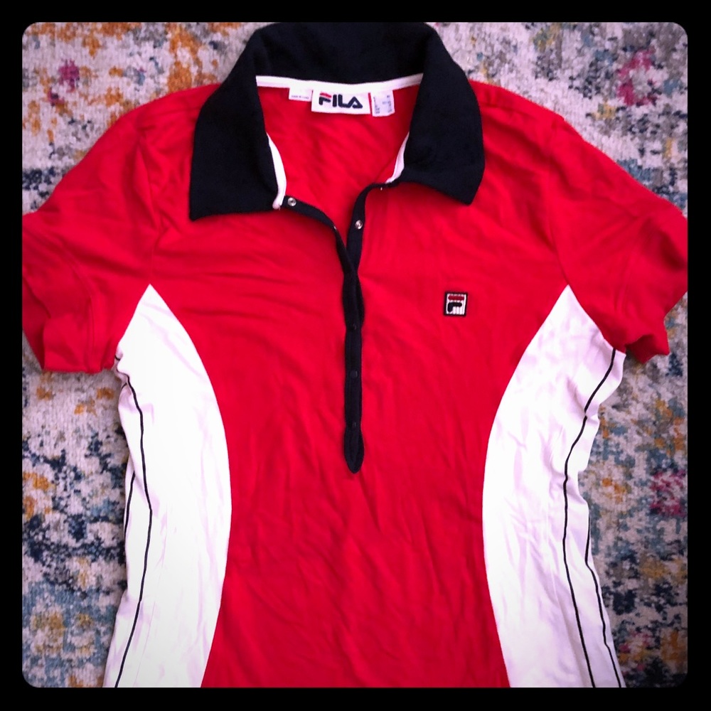Fila Women's Vintage Polo Red Borg LG - RARE!